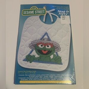 Vintage 1999 Seasame Street Oscar the Grouch Stamped Cross Stitch Kit